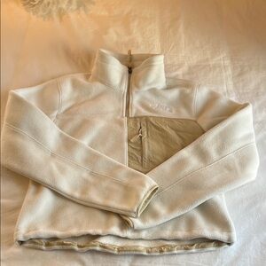 The North Face Off-White Fleece Cropped Pullover with Quarter Zip
